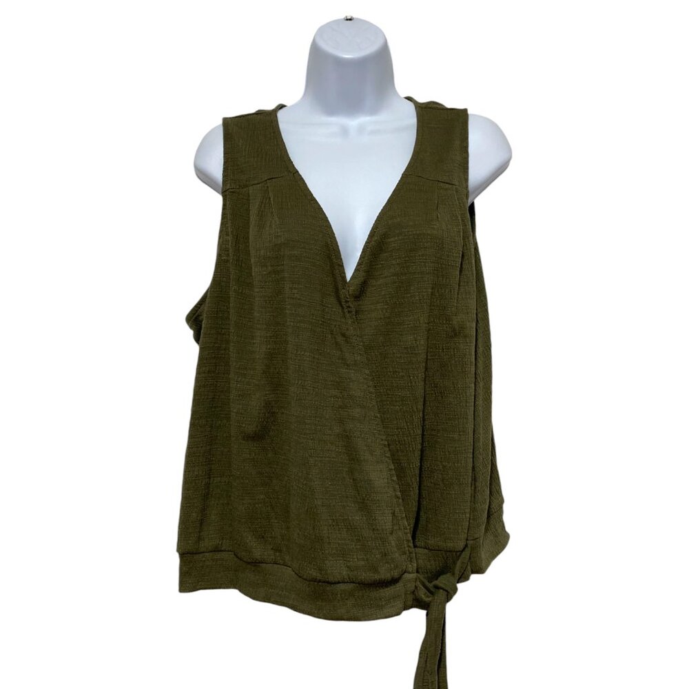 Women's XXL Sleeveless Green Top Bottom Side Tie Design By-Universal Thread Co.